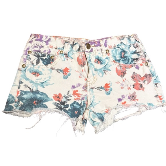Free People Floral Raw‎ Hem Shorts size 27 - Picture 2 of 4